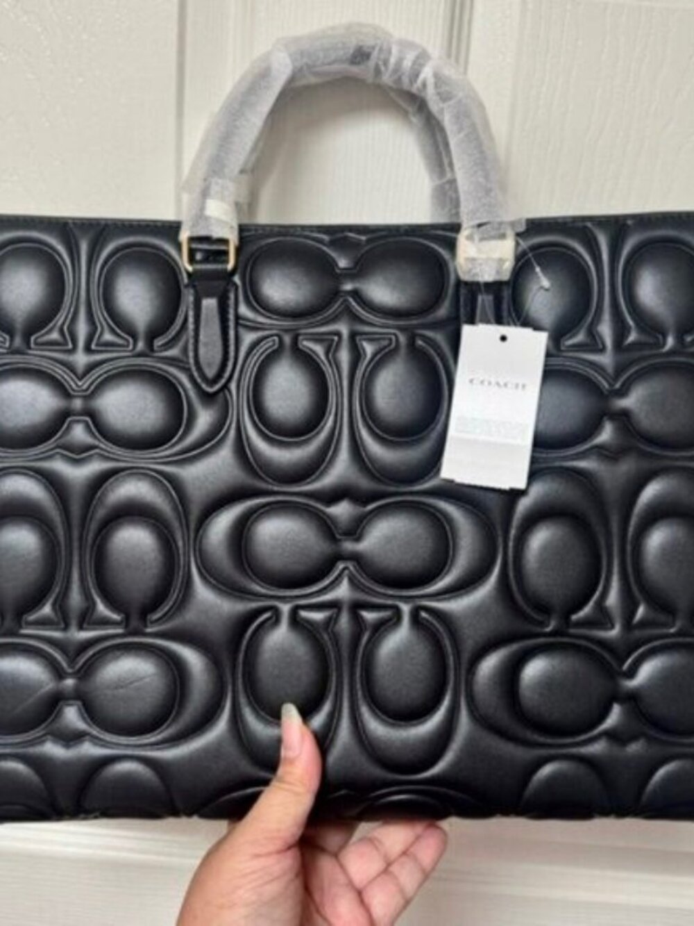 Coach Maggie Black Embossed Tote Bag - Picture 2 of 6